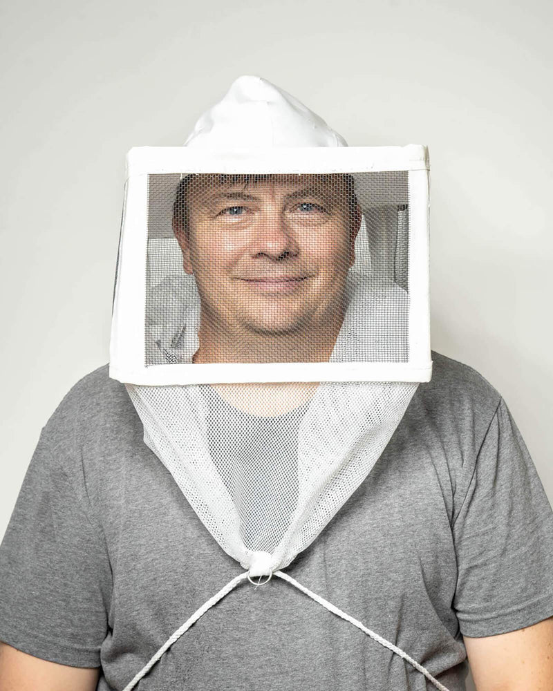 Beekeeping square hat/attached veil WHITE